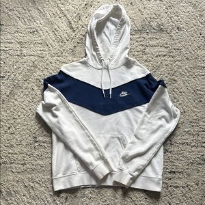 Nike Women's Navy and White Hoodie
